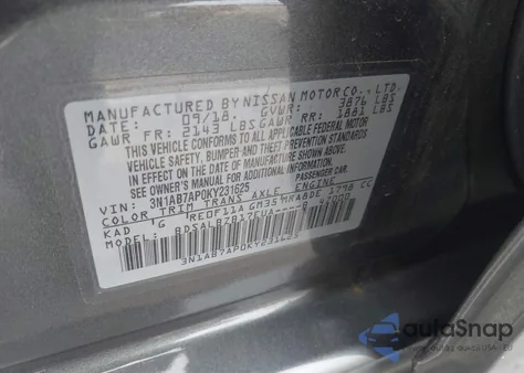 2019 Nissan Sentra S из США, поврежденный, VIN 3N1AB7AP0KY231625